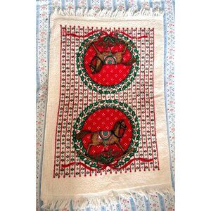 Vintage Sayco Christmas Kitchen Towel 16"x25" Rocking Horse Design Holiday